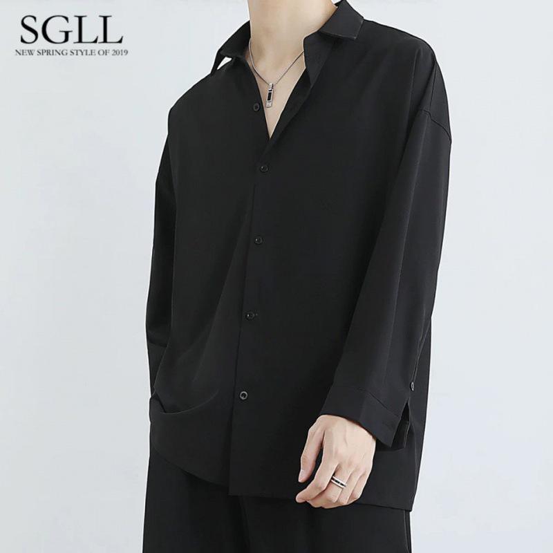 Men's Trendy Black Long Sleeve Korean Style Jacket - Spring/Autumn Casual White Shirt Alternative