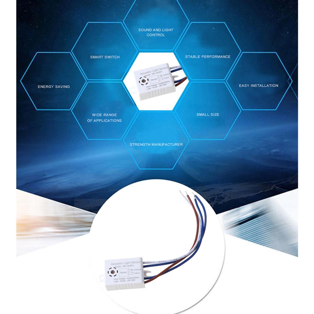 Indoor Intelligent Auto On Off Lights Switch 220V Acoustic Voice Sensor Detector Switch Light Switch Accessories
