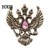 Electroplated Brooch Eagle Metal Pin, Double-Headed Design Lapel Lightweight Pin Anti-Oxidation Strong Buckle Badge for Coats Shirts Bags Accessories