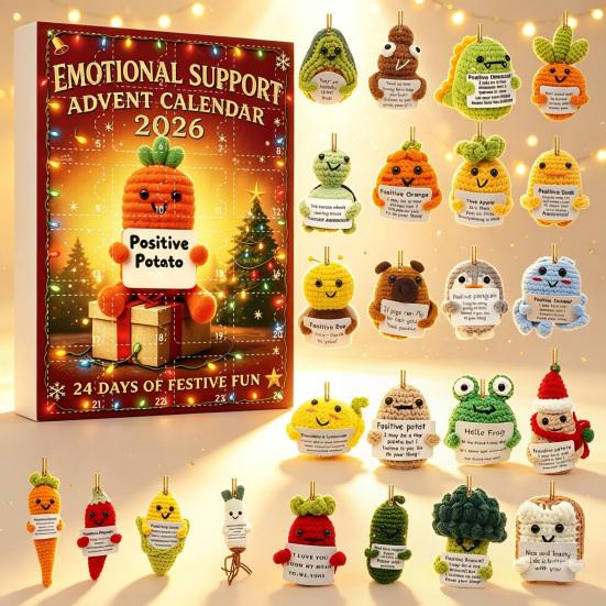 Unique Holiday Gift Emotional Support Advent Calendar, 24 Day Countdown Box with Ritualistic Unboxing Experience Inspirational Quote Acrylic Pendants,