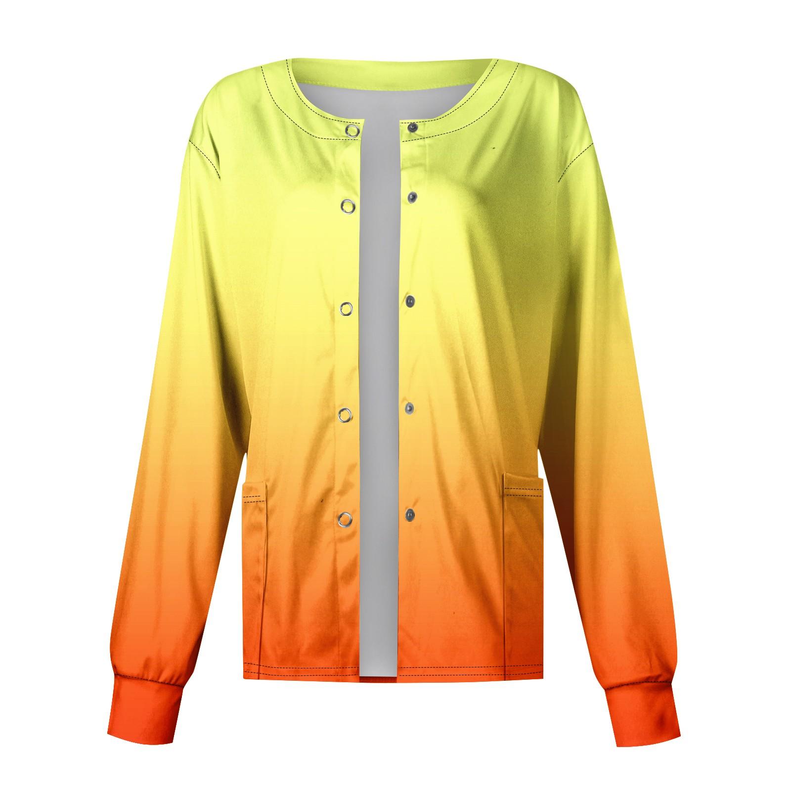 

Женский однобортный защитный комбинезон с длинным рукавом и карманом с рабочим принтом и воротником-стойкой, кардиган, куртка, топ XL жёлтый