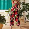 Women's Casual Loose Jumpsuit Christmas Print Wide Leg Jumpsuit Sleeveless With Pockets