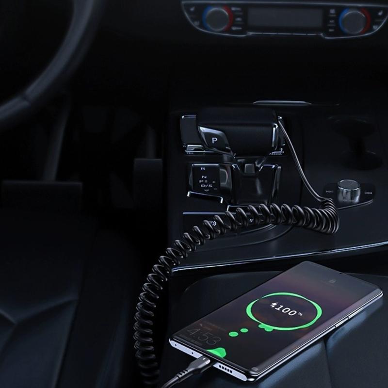 Laptop Spring Loaded USB C Cable 100cm 120W Rapid Charging Double Type C End High Durability Anti Twist Design Universal