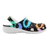 White EVA Clogs with Neon Cross Print, Lightweight Slip On Garden Shoes, Breathable Beach Sandals, Indoor Outdoor Slippers for Men Women