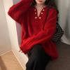 Herbst und Winter Damen Pullover Twist Temperament sanfter fauler Wind Pullover gestrickt Top lose Oberbekleidung Flut