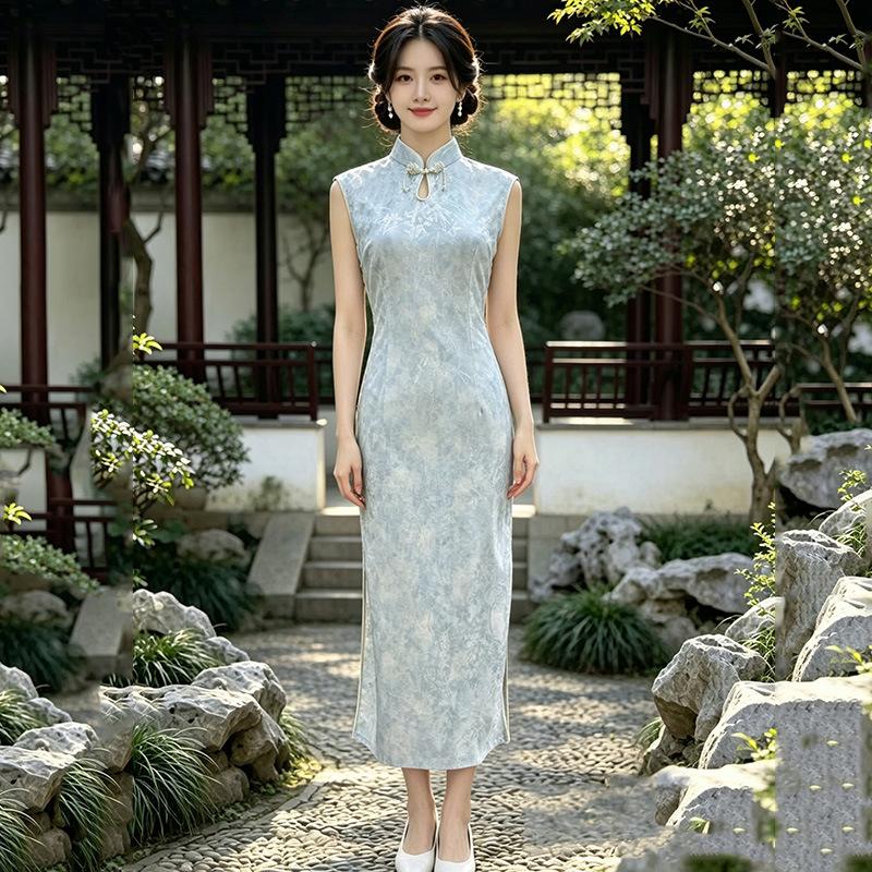 Sleeveless national style new Chinese Suzhou long cheongsam improved young 1011 new women's high sense summer