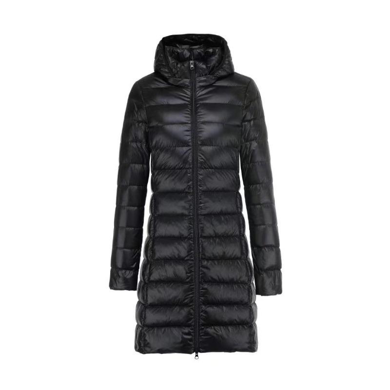Feather New Women's Solid Color Women's Clothing Hooded and Hooded Removable Down Jacket Medium and Long Large Size Jacket