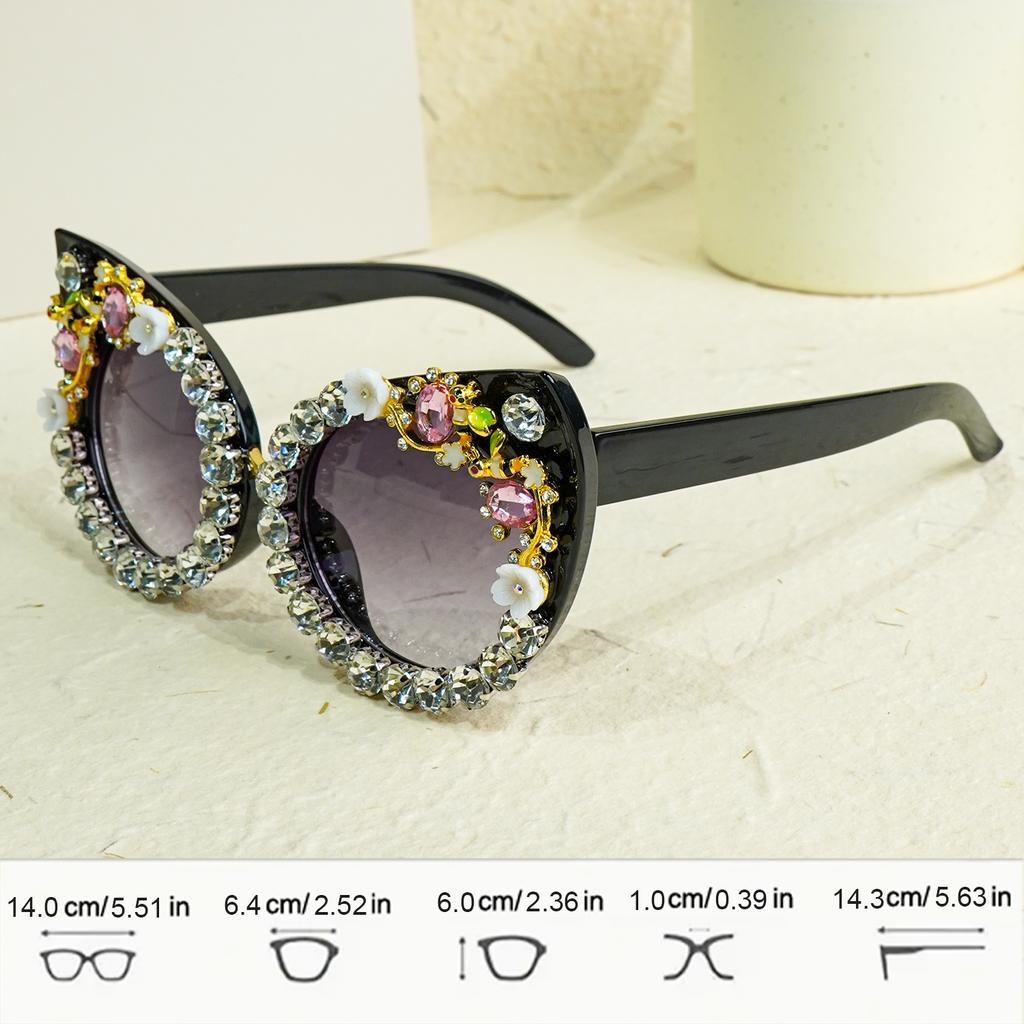 Luxurious Cat-Eye for Women, Oversized Frame with Glittering Rhinestone Accents, Trendy and Glamorous Party Glasses
