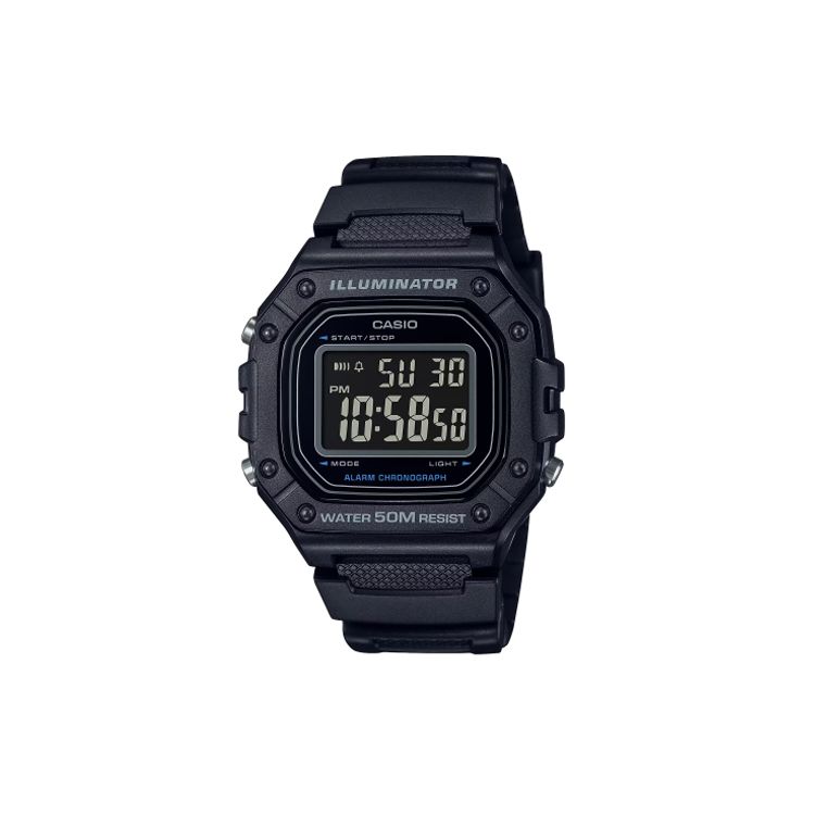 Casio 50M Waterproof Quartz Movement Resin Strap Watch Men Watches Black W-218H-1BV Random Watch Box