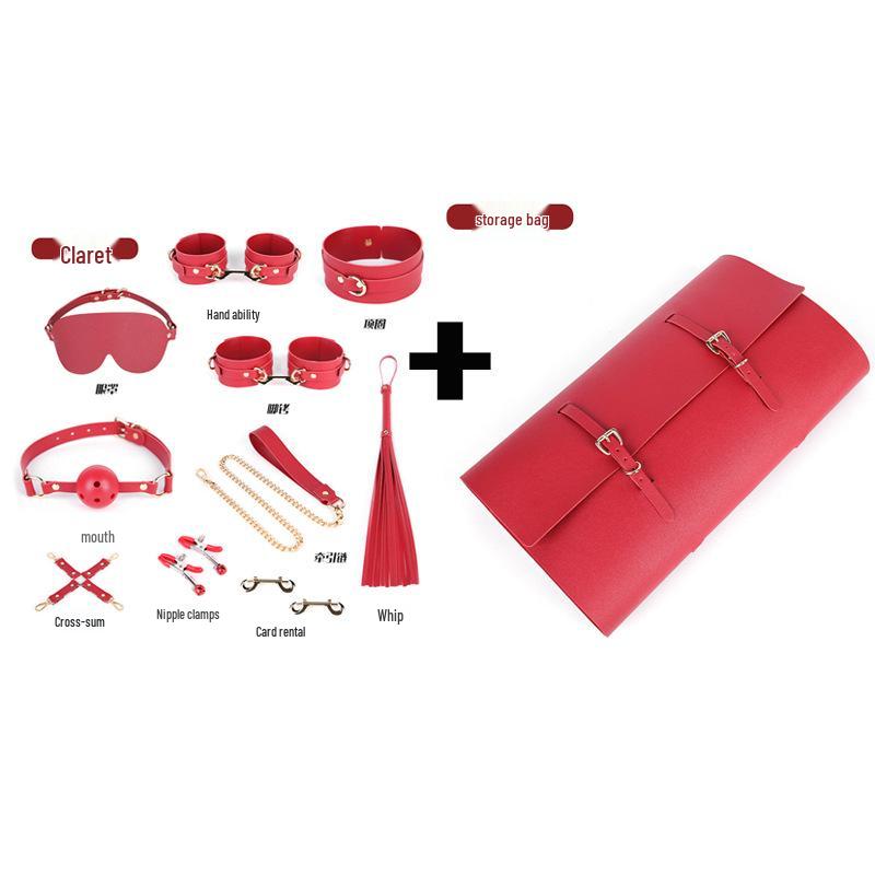 Intimate 10-Piece BDSM Set: Ball Gag, Whip, Handcuffs, Foot Cuffs, and Eye Mask