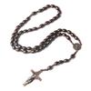 Auto-Hängeornament Handgefertigte Rosenkranz-Halskette Holz Religiöse Holzperlen-Halskette Sanfter Kruzifix-Anhänger Kette