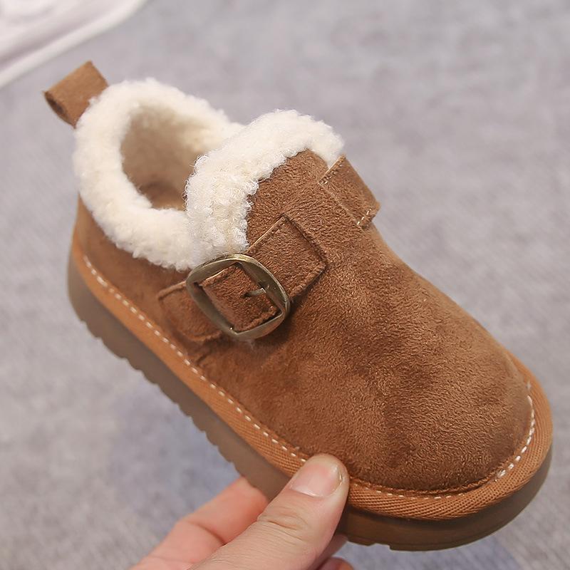 Children's Korean-Style Winter Snow Shoes - Plush Leather & Warm Fur 2025