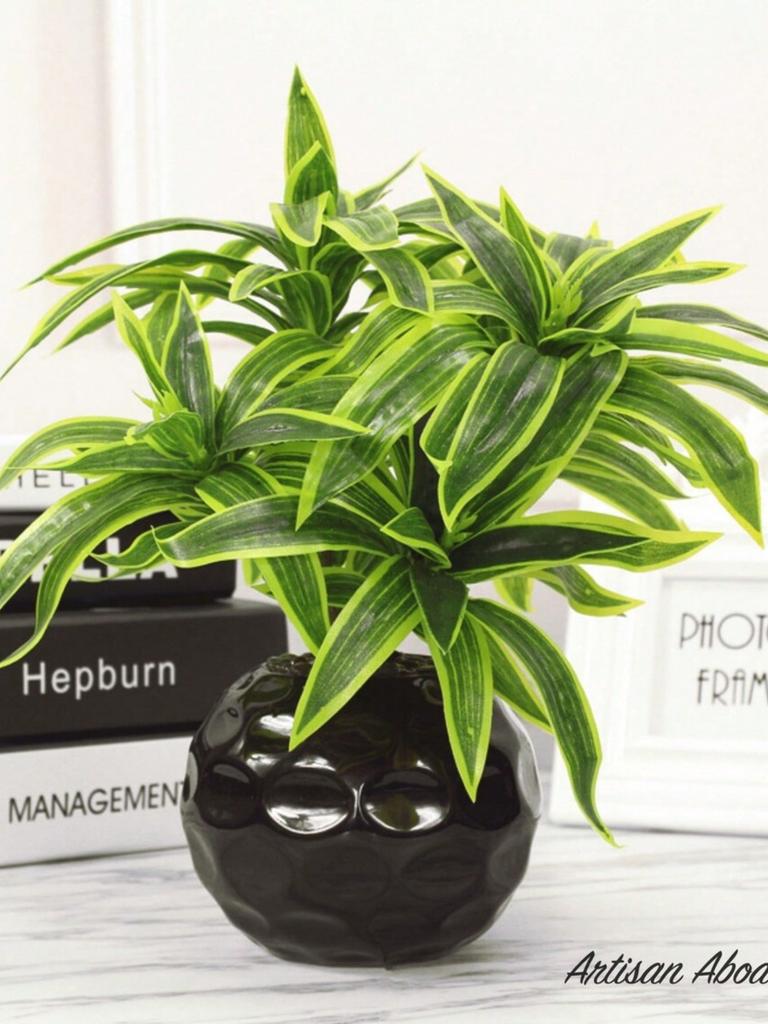 1pc Simple Yellow Artificial Plant, Plastic Faux Leaf For Home Decor