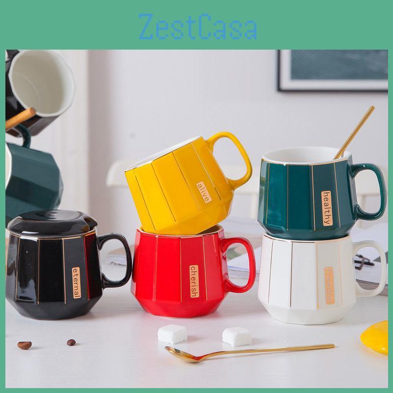 Nordic Style Mug Gold Painted Coffee Cup Solid Color Ceramic Water Cup Coffee Cup Milk Cup Breakfast Cup