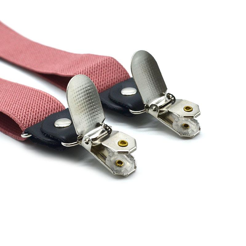 Adult Unisex 4-Clip Elastic Suspenders & Bow Tie Set, Non-Slip, Solid Color, 2.5cm