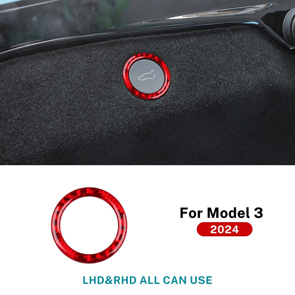 Real Soft Carbon Fiber Sticker For Tesla Model 3 Highland 2025 Car Trunk Switch Button Frame Interior Trim Accessories