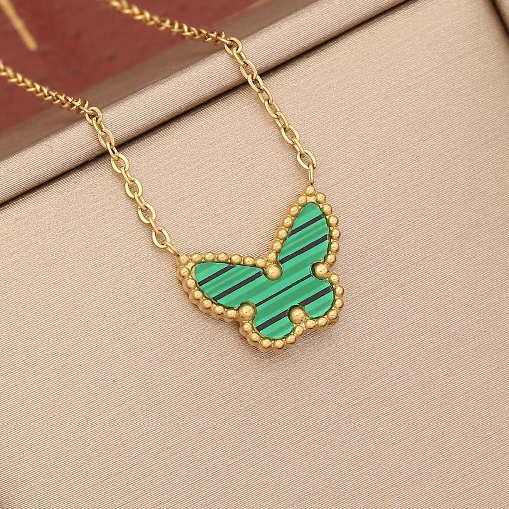 2026 Multi-color Butterfly Stainless Steel Pendant Clavicle Necklace N1104