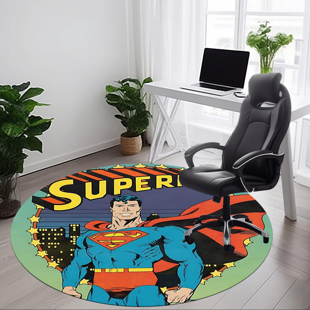 1pc Superhero Man Office Round Area Rug, Under Office Chairs Bedroom Living Room Home Decor, Room Deco, Available in Various Sizes
