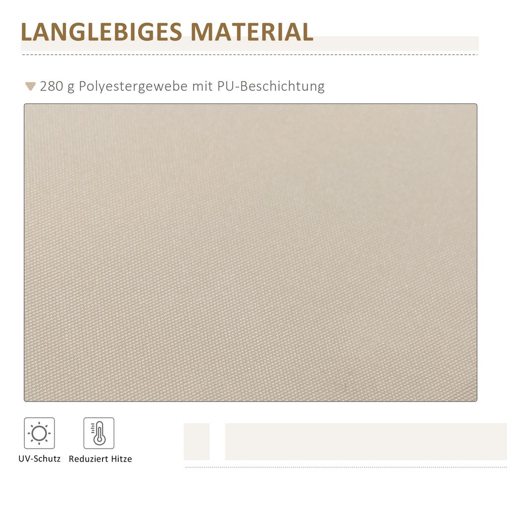 Awnings Sun Protection Retractable With Hand Crank Metal Frame Polyester White And Beige 3.95 X 2.45 M