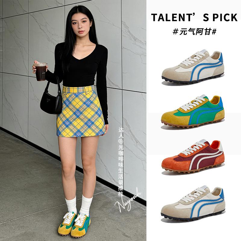Lederfarbabstimmung Deutsche Trainingsschuhe Damen Frühling und Sommer Neue Lässige Vielseitige Sportschuhe Flache Sohle Forrest Gump Schuhe Trendig