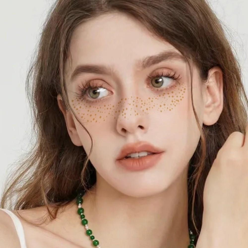 6pcs Waterproof Temporary Tattoo Glitter Makeup Patches Hot Stamping Face Makeup Disposable Use