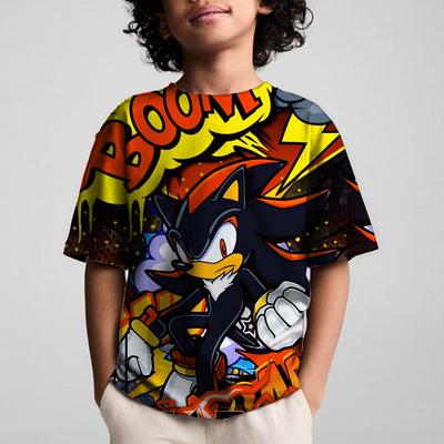 Sonics Children Short Sleeves T-Shirts Cartoon Anime Kids Tops Summer Clothes Game Fashion Tees Boys Girls Birthday Gift