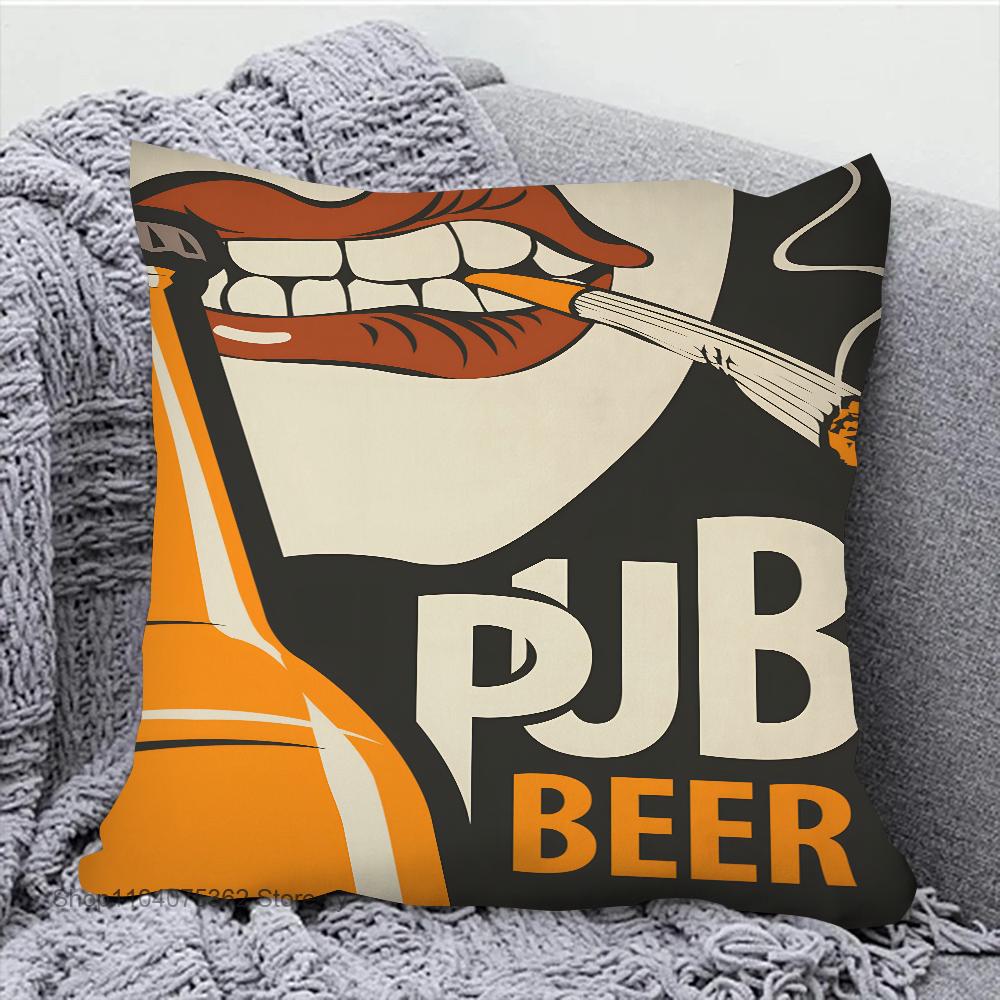 Beer Cigarette Coffee Pillow Case Square Pillow Bedroom Sofa Leisure Comfort Cushion Car Living Room Home Decoration