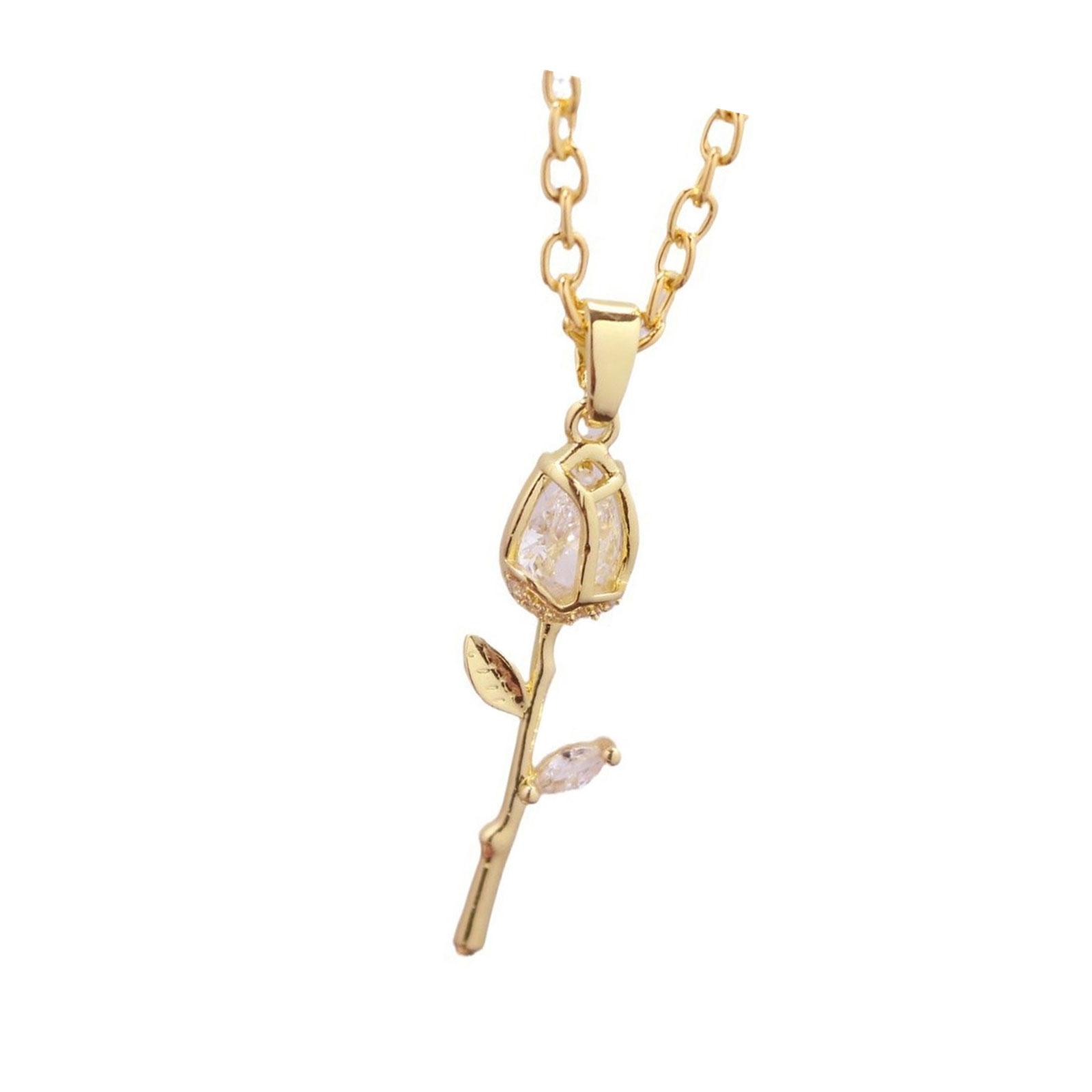 

Золотисто-медное ожерелье с цветком тюльпана и отделкой стразами, портативный аксессуар для свадеб и особых случаев белый