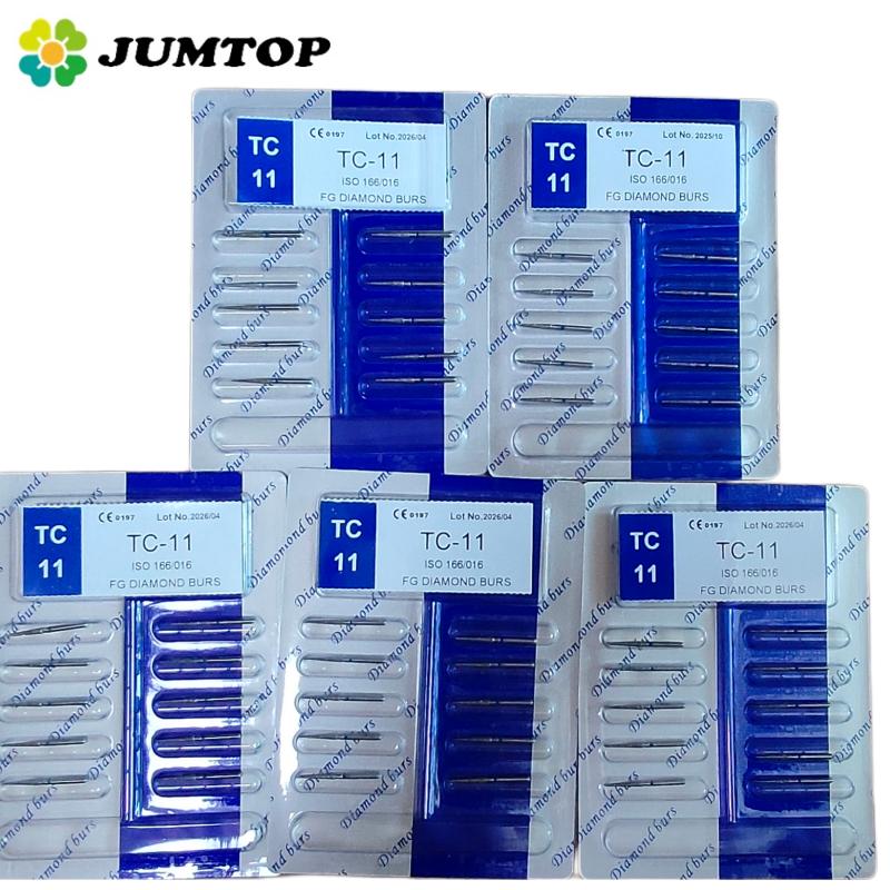50pcs Dental High Speed Burs High Speed Handpiece Turbine Diamond Burs Diamond Polishing Tooth Preparation Dentist Material