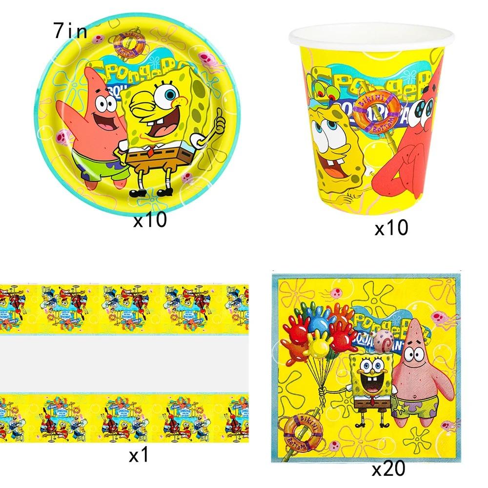 SpongeBob Theme Birthday Party Favor Supplies Keychain Sticker Slap Bracelets for Goodie Bag Fillers Classroom Reward Prizes