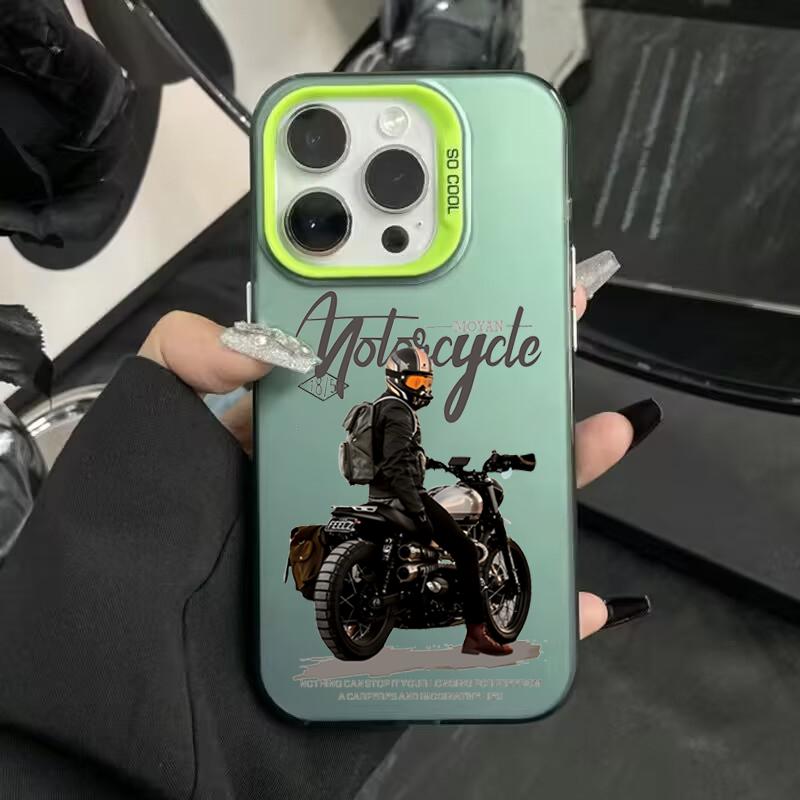 Phone Case For iPhone 15 14 16 Pro Max 11 12 13 X XR XS 7 8 16 Plus SE  Trend Cool Biker Motorcycle Shockproof Bumper Cover