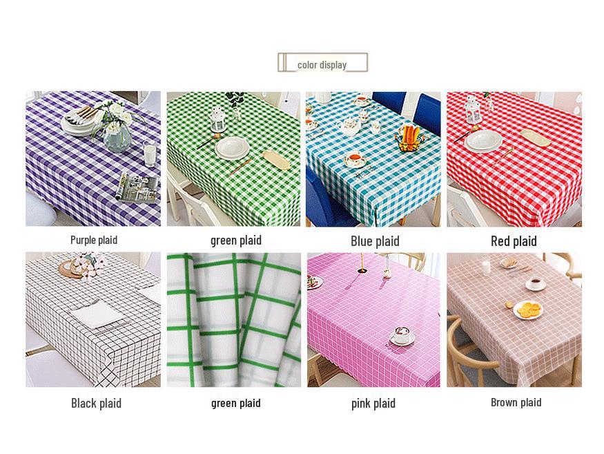 Pastoral Style PEVA Plaid Rectangular Tablecloth - Thick Disposable Picnic Mat