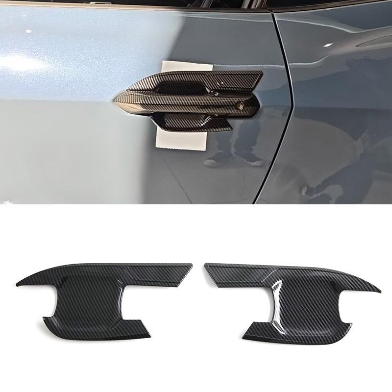 For Ford Mustang 2024 2025 ABS carbonfiber black Exterior Side Door Handle door Bowl sticker Cover Trim External accessories