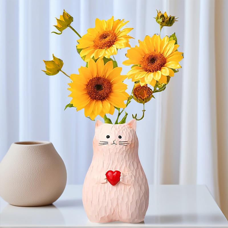 1PC Home Decor Funny Cat Shape Exquisite Ornaments Cat Lover Gifts Vase Small Sculpture Flower Pot Multifunctional 13x6x9cm