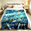 Floral Garden Theme Soft Blanket Personalized Custom Name Text Print Warm Blanket Home Sofa Bedroom Decor