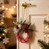 Mini Christmas Wreath Hanging Ornaments Mixed Material Plush 2027 Xmas New Year Holiday Decor For Tree Door Window Gift