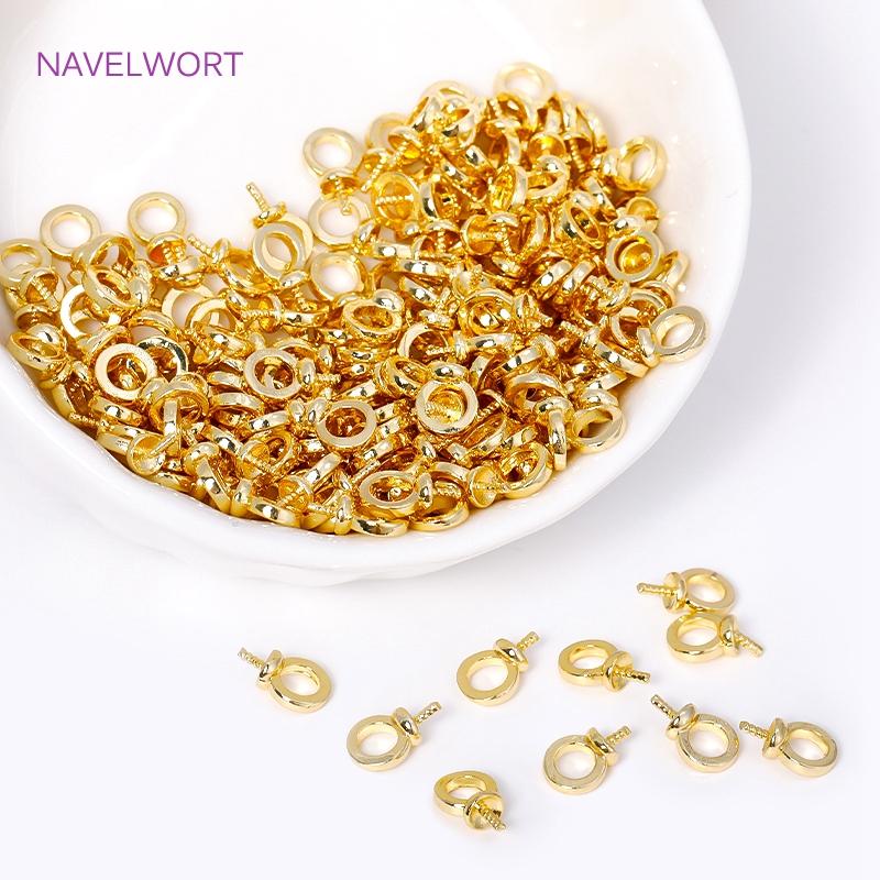 18K Gold Plated Brass Pearl Pendant Mounting Bails Connectors For Jewelry Making DIY Pearl Component Mounting Accessories
