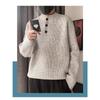 Grey American Retro Henley Neck Men S Knit Sweater Winter Lazy Cleanfit