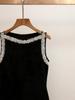 S Brand Hepburn Style Beaded Ruffled Vest Dress - Velvet Feel for Women In Autumn/Winter Collection