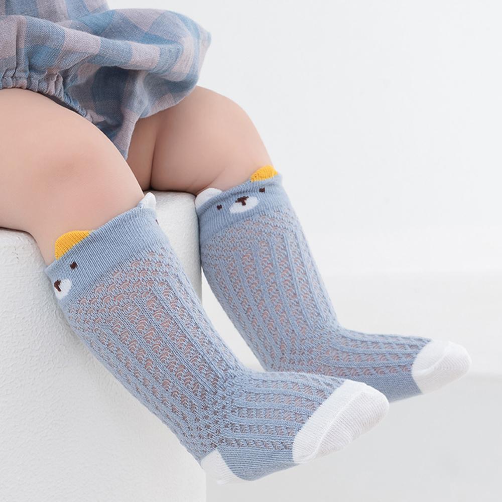 4 Pairs Baby Ultra Thin Mesh Mid Socks Cute Cartoon Animal Embroidery A-Class Soft Elastic Toddler Socks for 0-5 Years Old
