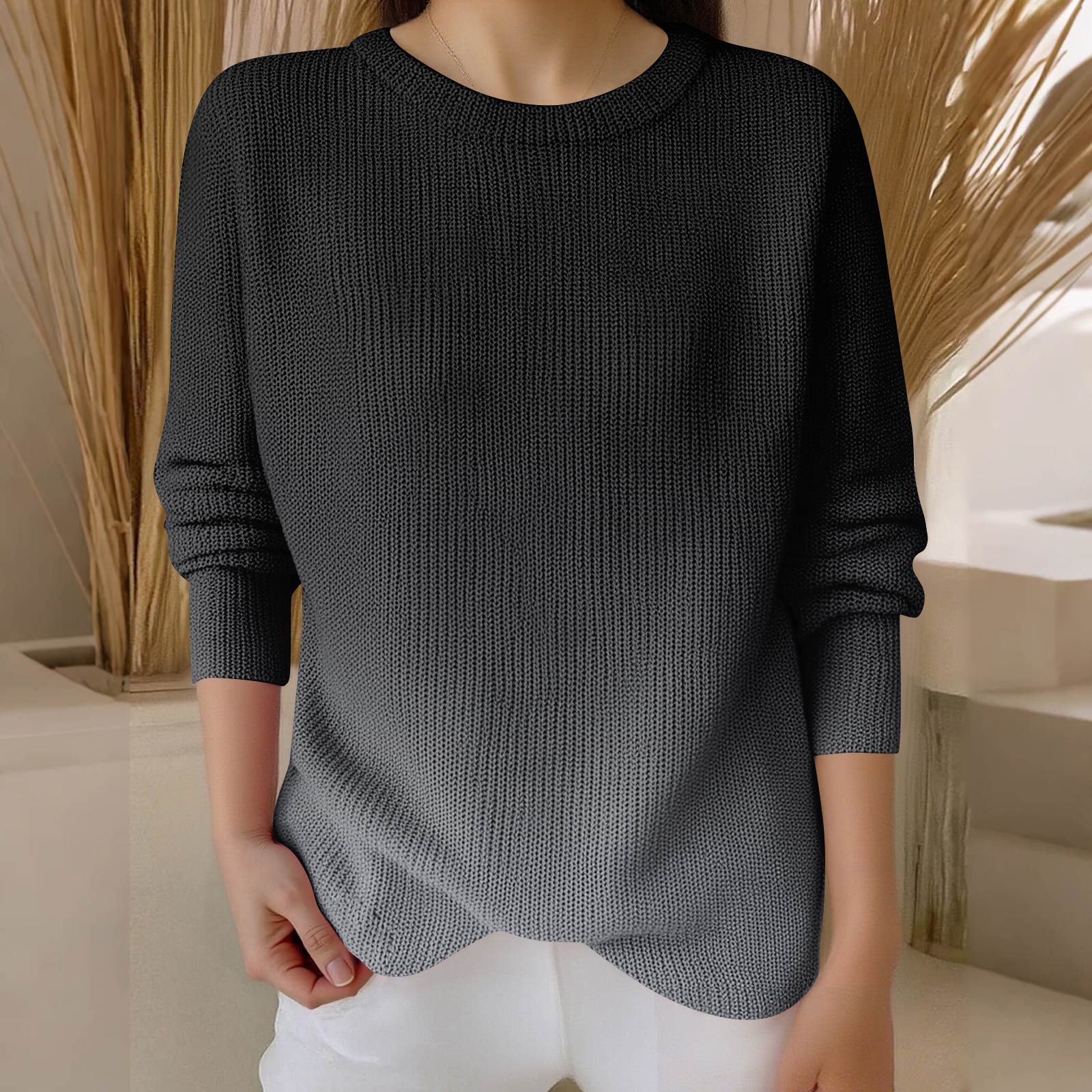 

Пуловеры с длинным рукавом для женщин, с круглым вырезом, повседневные, милые, с принтом, вязаные, оверсайз L