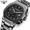 BANGWEI LIGE Classic Luxury Quartz Watch Fashion Simple High Quality Stainless Steel Band Waterproof Casual Date Watches for Men