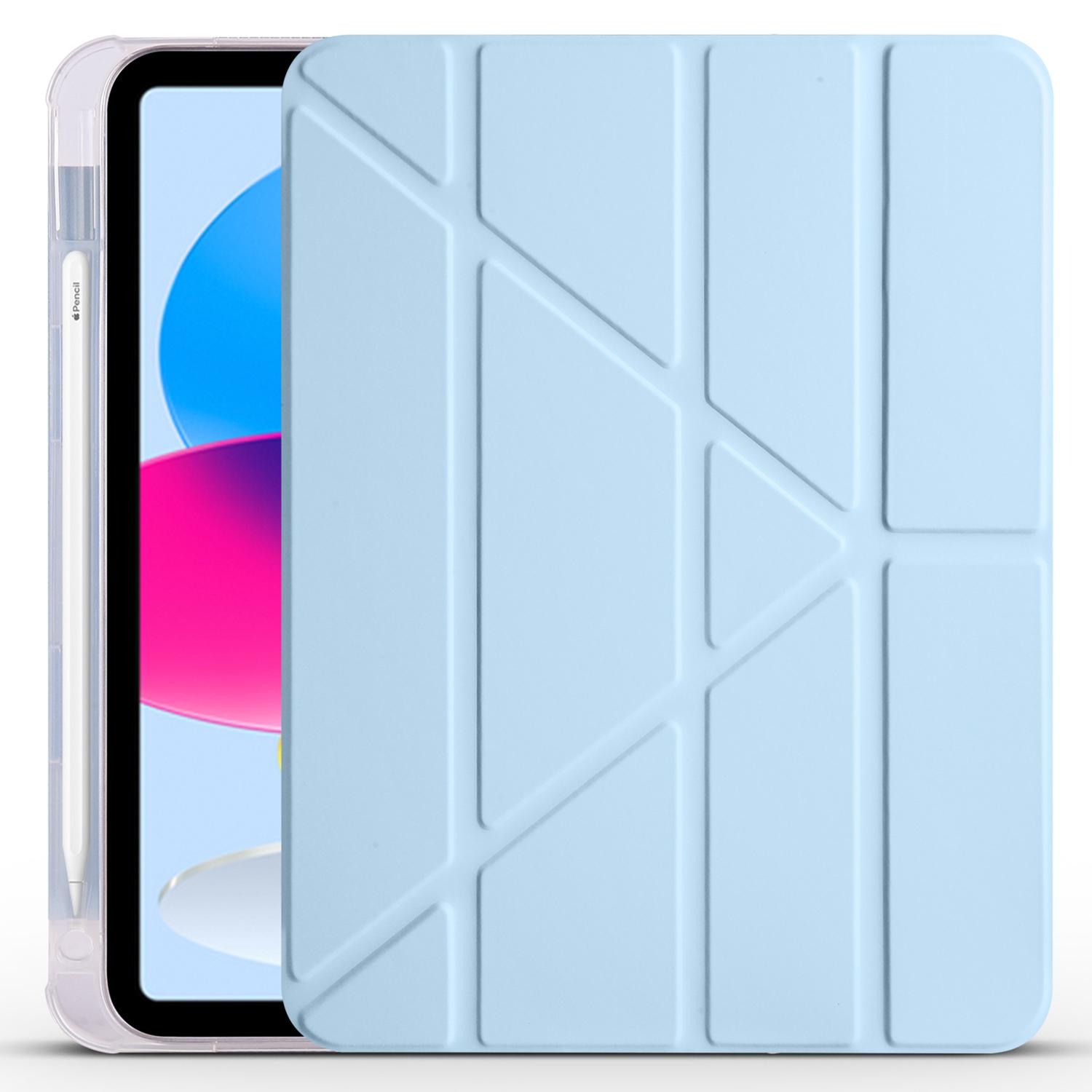 

Shockproof Leather Case for iPad (2025)/10.9 (2022) Anti-Drop Protective Case Transparent V-Fold Stand Tablet Cover with Pencil Slot Pink
