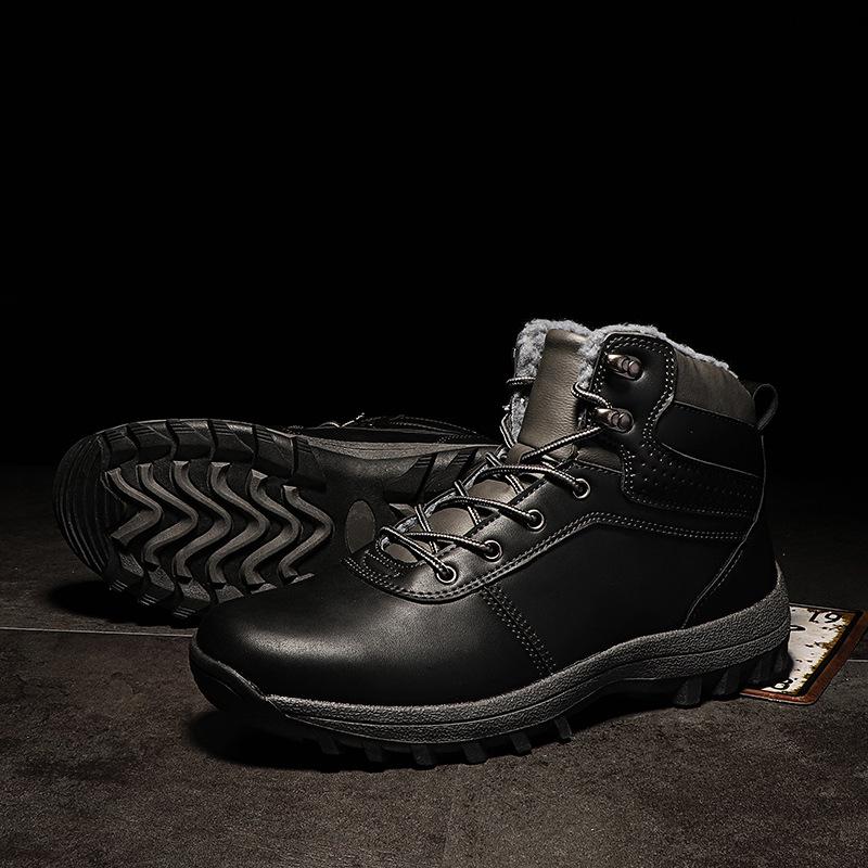 Men's Martin Boots: Autumn/Winter Korean Punk Trend Shoes, Plus Velvet, Thickened Cotton, Snow Boots, Workwear.