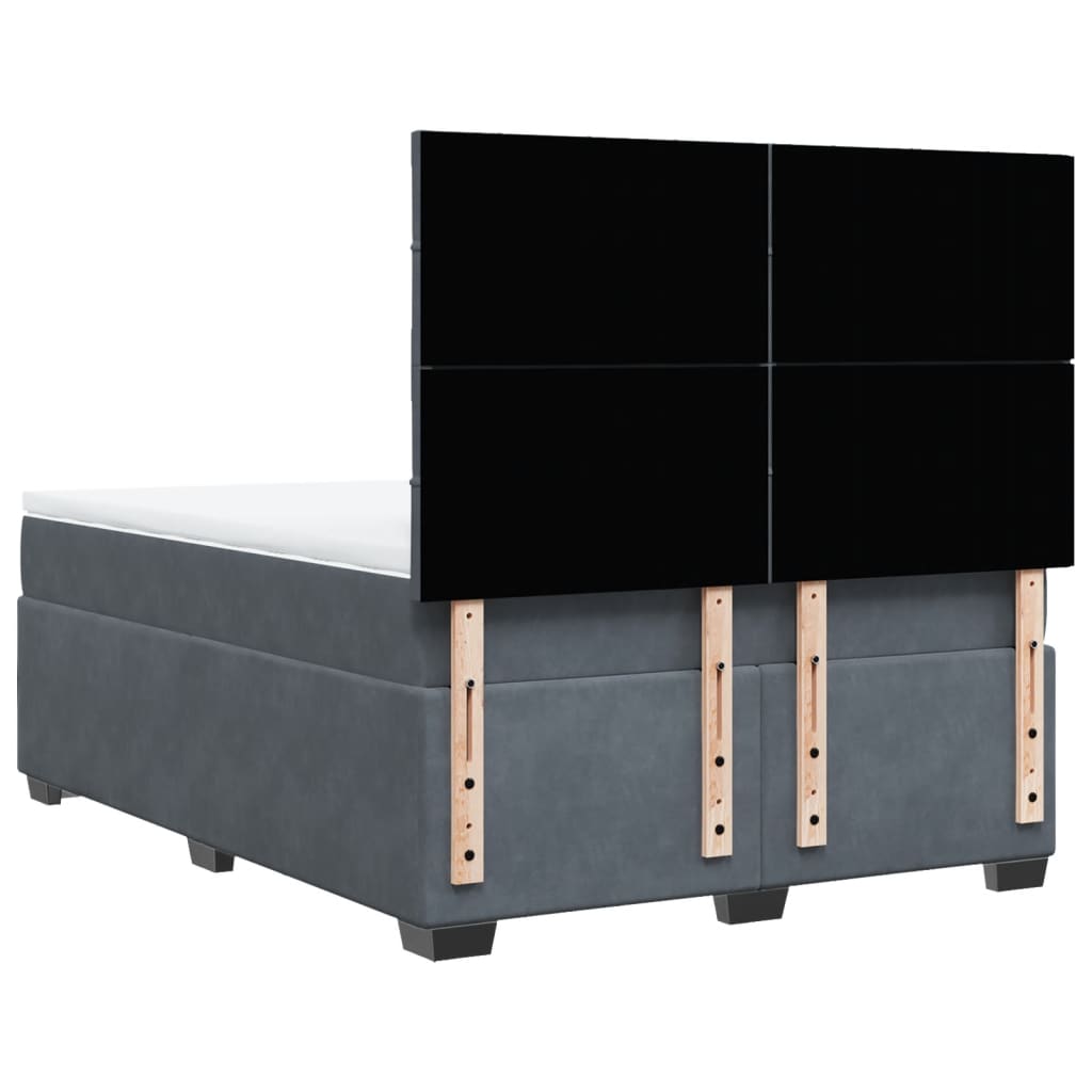 Boxspringbett mit Matratze Dunkelgrau 140 x 190 cm Samt
