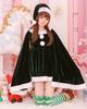 Milky Time 3-Piece Christmas Santa Costume Set for Women, Adult Santa Claus with Poncho Sleeves (Green, Size M)