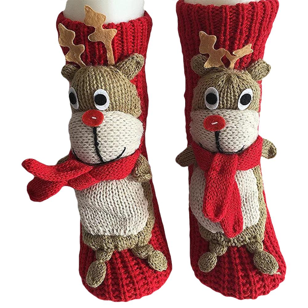 Christmas Floor Socks Non Slip Knit Sweater Socks Winter Thick Warm Socks Cartoon 3D Cute Animal Socks Funny Household