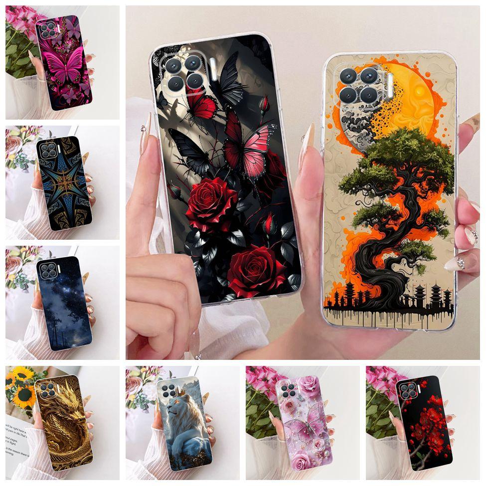 Klar Für Oppo F17 Pro Hülle CPH2119 Niedliche Katze Mode Schmetterling Lustig Bemalt Bumper Abdeckung Für Oppo F17 Pro Gehäuse