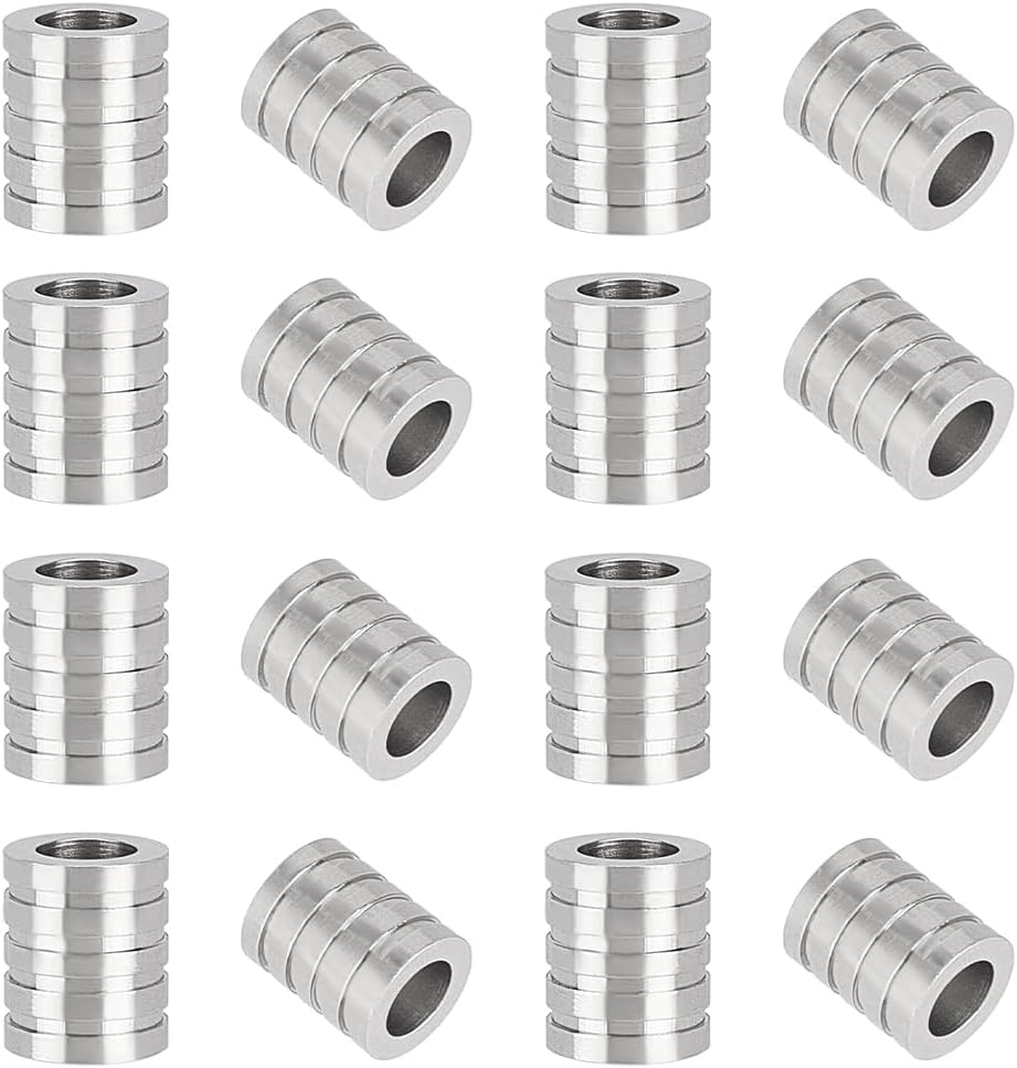 1set 16pcs Stainless Steel Beads Grooved Beads Column Stainless Steel color 12x10mm Hole: 6mm