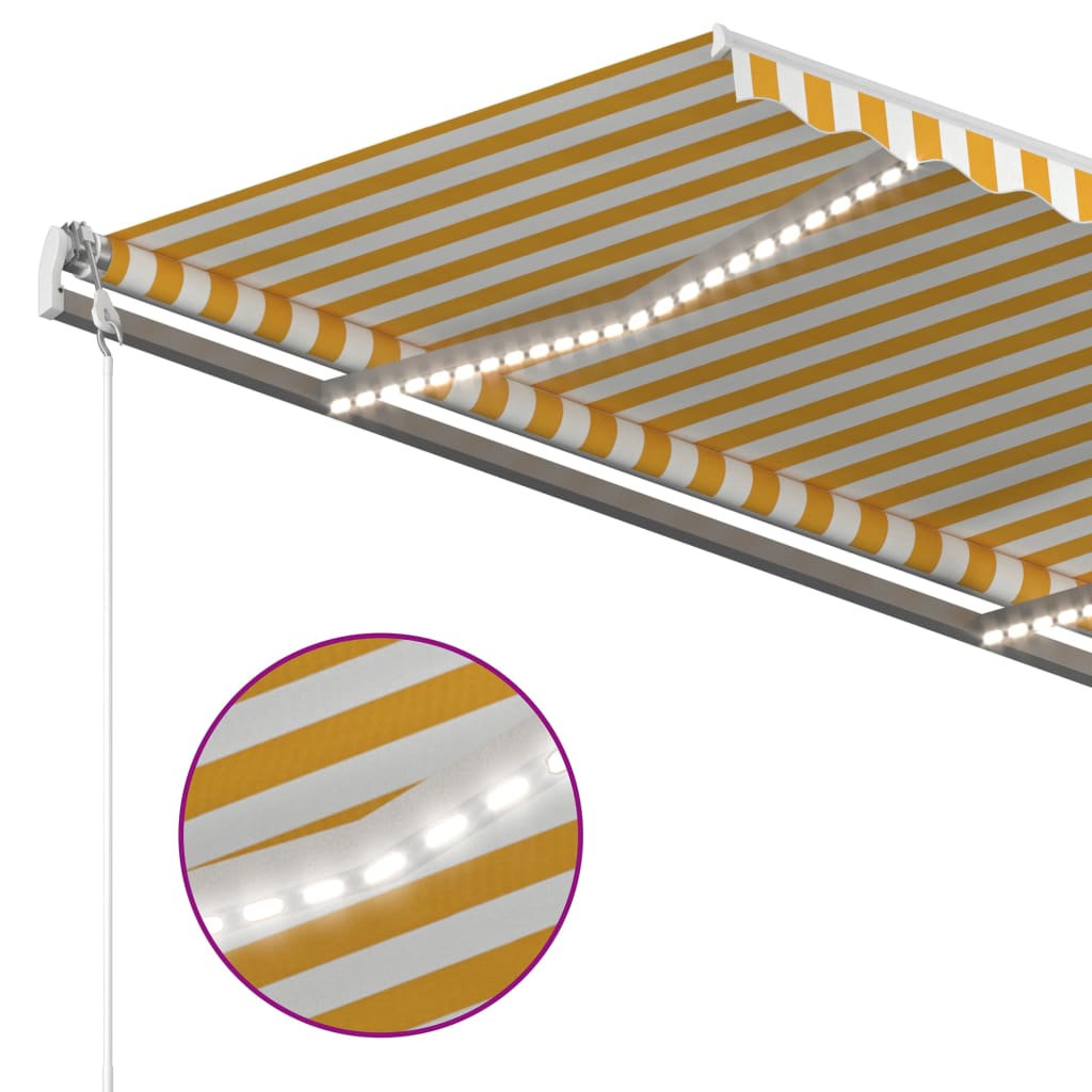 Automatic Awning with LED Lights and Wind Sensor 300x250 cm Yellow White